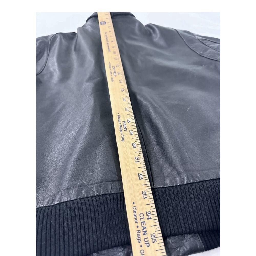 Cooper Collection Bomber Cafe Racer Biker Leather Black Jacket Size Men's 44 - Picture 13 of 16